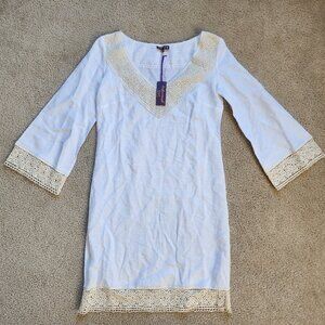 NWT Embroidered crochet linen dress coverup